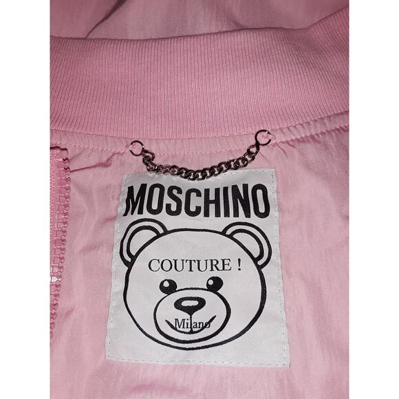 Moschino Couture Sz 2  Pink Beaded Teddy Bear Bomber Jacket NWOT - Picture 4 of 9